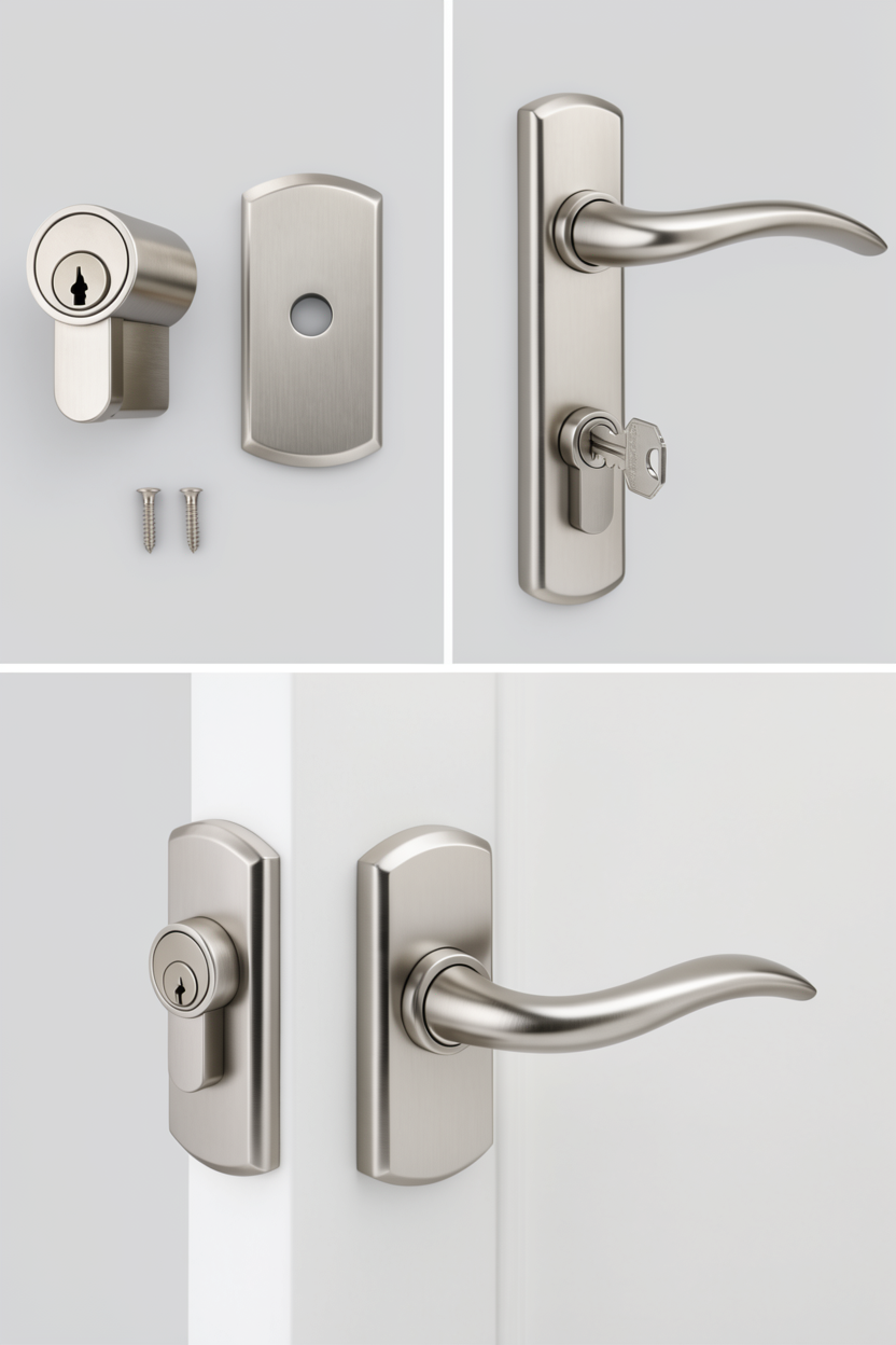 Premium Brushed Nickel Door Handle Set